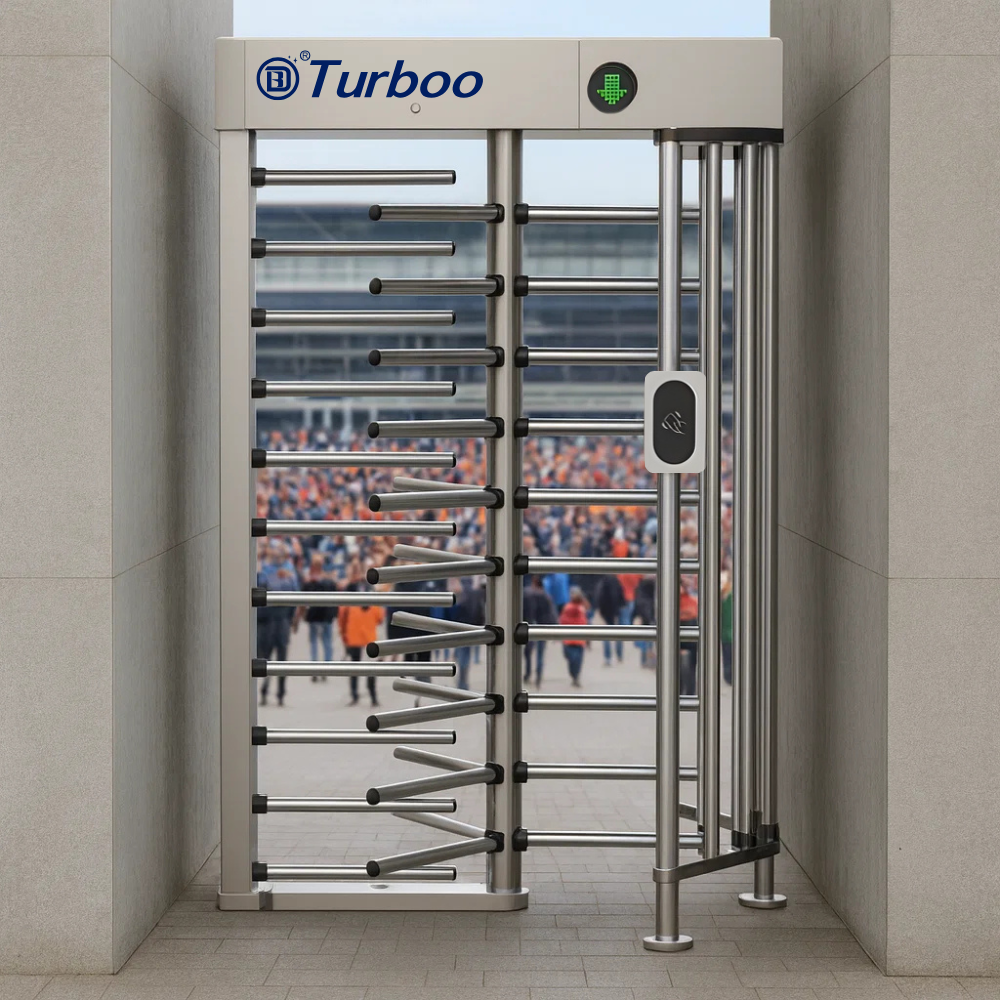 GM537-2 - Stainless Steel Full Height Turnstile Gate + Rfid Qr Reader (Right)