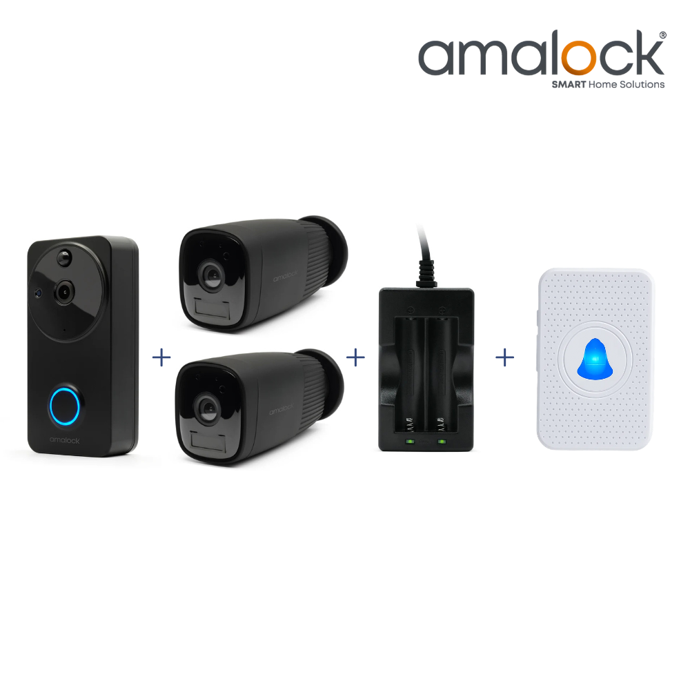 DB821-B-KIT - Black Video Doorbell And 2X Wireless Camera Kit